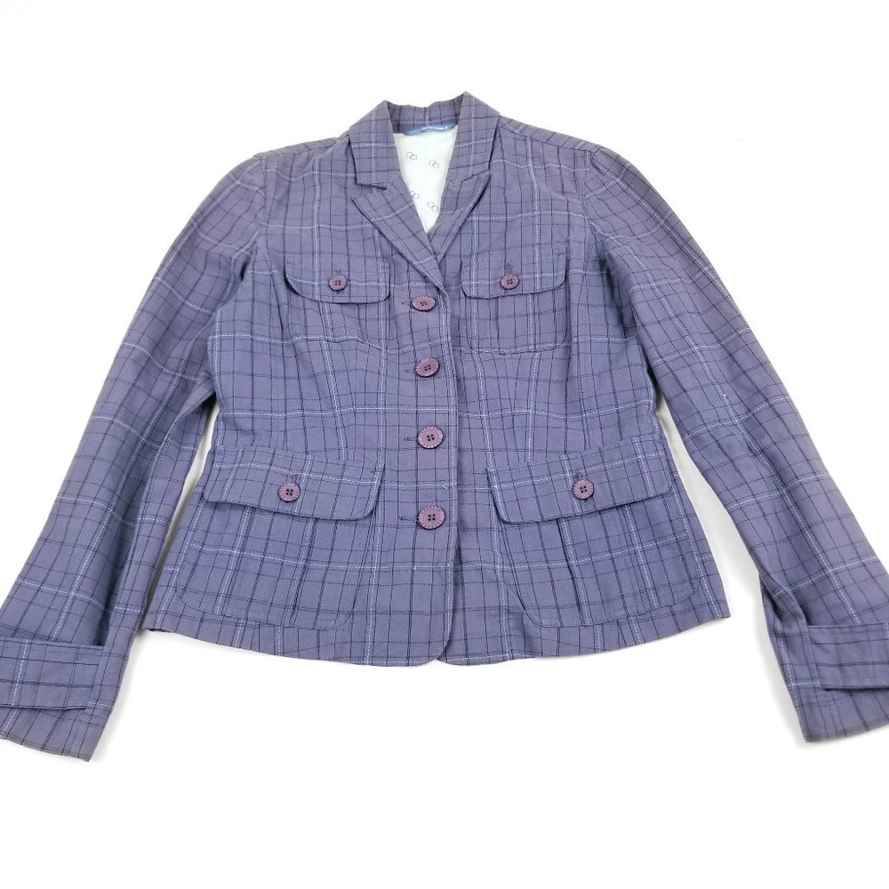 Vintage Dockers Blue Plaid Button Up Suit Jacket M